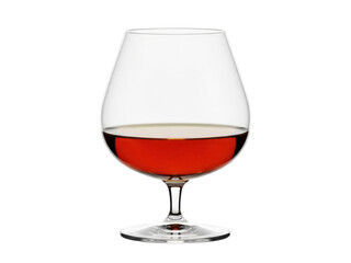 Isolated glass of cognac with red liquid, a stemmed drinking vessel for special occasions