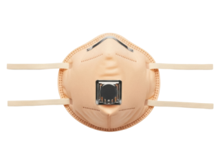 Isolated dust mask with valve, industrial safety equipment for healthcare and construction