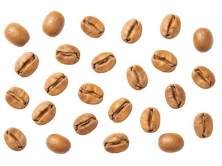 Isolated coffee beans, brown and roasted, ingredient for beverage, caffeine boost and aroma