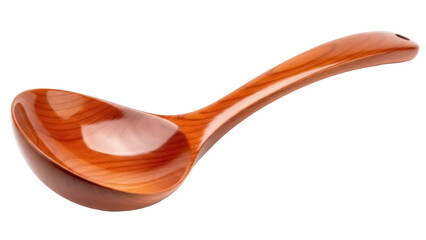 Isolated wooden ladle for serving food and cooking, traditional kitchen utensil tool