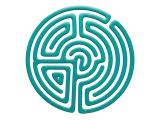 Isolated Labyrinth shape design, circular, graphic element, guidance, and find solutions