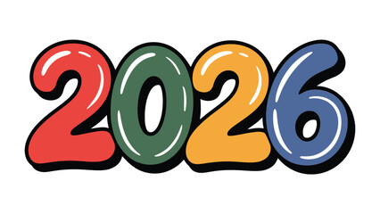 2026 Typography: A vibrant, colorful typographic representation of the year 2026, offering a sense of optimism, anticipation, and the exciting potential of the future.