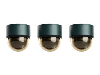 Isolated security surveillance dome cameras in a row, a technology, safety and security concept