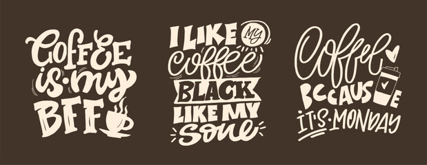 Funny hand drawn doodle lettering quote about coffee . Lettering for t-shirt design, mug print, bag print, clothes fashion. 100% hand drawn vector image.