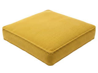 Isolated mustard yellow textured seat cushion, a cozy and inviting addition to any decor style