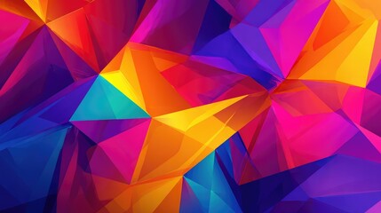 Obraz premium Vibrant Geometric Abstract Background with Vivid Colors and Sharp Angles in Shades of Orange, Pink, Purple, and Blue for Modern Design Projects