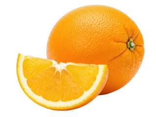 Isolated Orange and Wedge Still Life, Citrus Fruit, Healthy Food and Beverage, Dieting