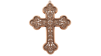 Isolated ornamental ornate filigree cross pendant for religion spiritual faith jewelry