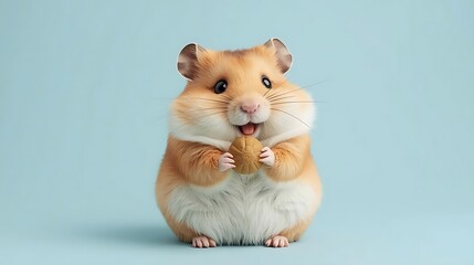 Cute small brown furry rodent pet hamster isolated on a white background looking at the camera