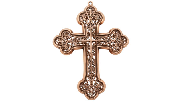 Isolated ornamental ornate filigree cross pendant for religion spiritual faith jewelry