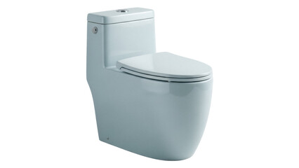 Isolated light blue toilet, plumbing fixture for bathroom, sanitation appliance at rest