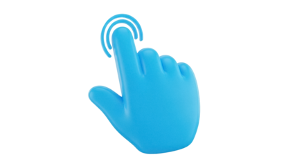 Isolated Cursor hand clicking something with finger pointing. Blue color finger symbol. Digital mouse