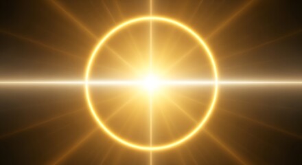 Intense golden light ring halo starburst abstract energy background