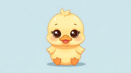 A funny pink cartoon toy chicken and small egg illustration isolated for Easter decoration