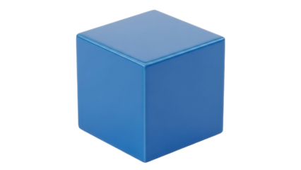 Isolated blue cube against neutral background for visual aid or learning resource element