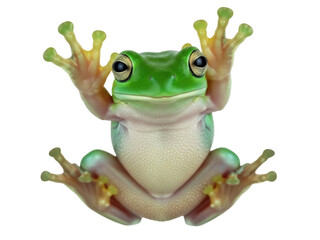Isolated Green Tree Frog from Below with Claws Sticking, Cute Amphibian, Australia Wildlife