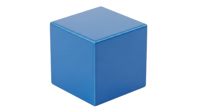 Isolated blue cube against neutral background for visual aid or learning resource element