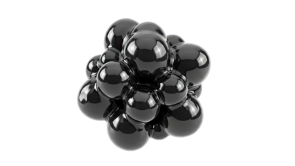 Black Spheres Cluster on White Background