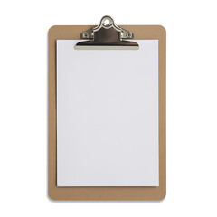 Clipboard with Blank White Paper on White Background stock photo