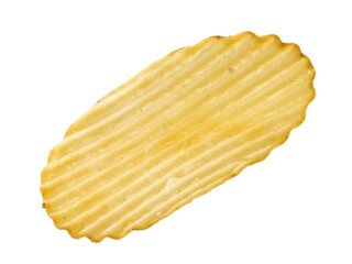 Isolated wavy potato chip, seasoned and fried food, delicious snack for parties and lunchboxes