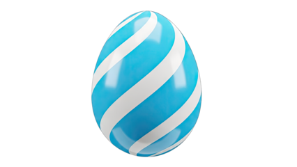 Blue and White Easter Egg Isolated on White Background