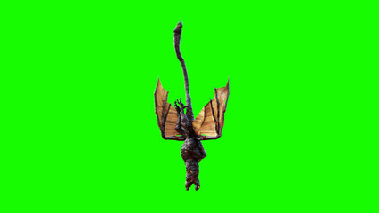 A Dragon Flying In The Air With Green Screen