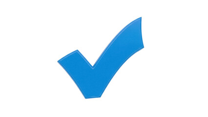 Isolated blue check mark conveying approval or acceptance against clean backdrop, design element