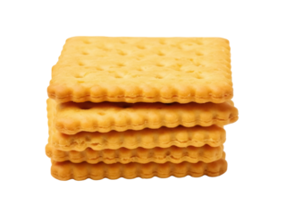 Isolated stack of crackers, delicious and salty snacks for lunch, five crispy saltines