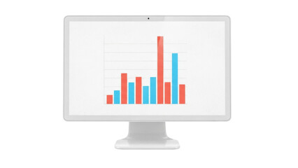 Isolated monitor with bar graph shows trends, analytics, and data visualization concepts