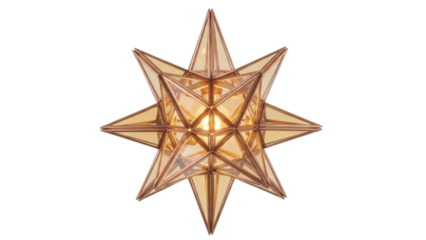 Isolated decorative star pendant lamp with warm light, modern home decor, stylish fixture