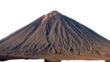 Isolated Brown Mountain Volcano in Elevation View, Eroded Steep Slope, Rugged Beauty