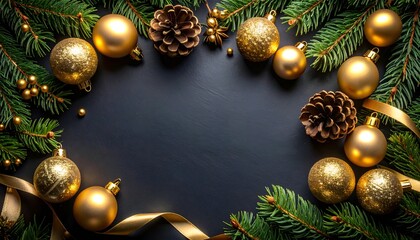 Elegant Christmas Gold Ornaments Flatlay