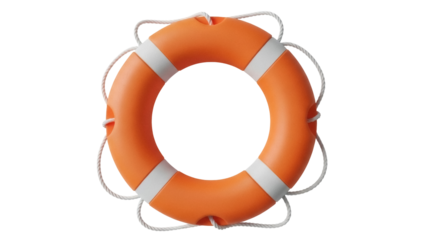 Isolated life preserver against drowning risk, a round orange safety ring to rescue swimmers