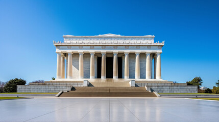 Fototapeta premium Lincoln Memorial in neoclassical style under clear blue sky