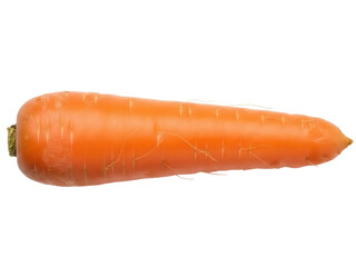 Isolated carrot vegetable with bright orange skin and light-green stem, nutritious food source