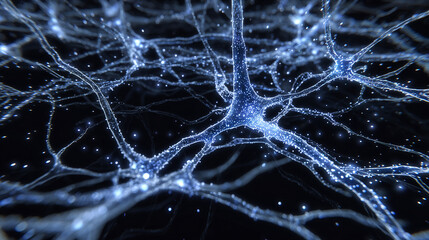 Blue neural network structure with electric energy lines