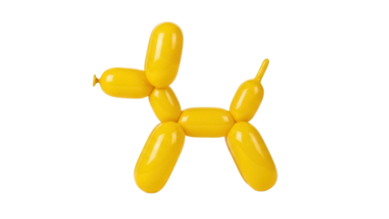 Isolated Yellow Balloon Dog Shape Sculpture for Parties Celebration, Events Concept