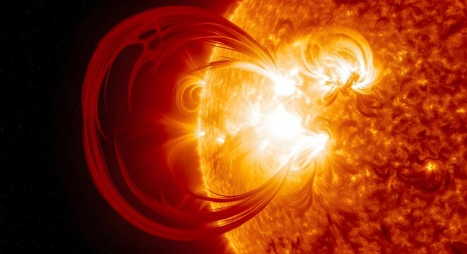 Massive Sun Flare Eruption Energy Release Space Background