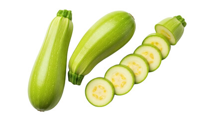 Isolated Sliced and Whole Yellow Zucchini Squash Fresh Vegetables, Organic Produce, Harvest, Food