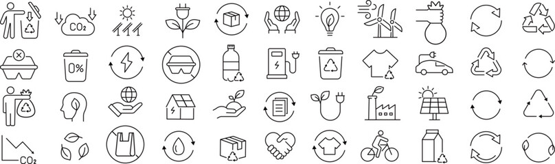 ベクターでモノクロのゼロウエストに関する線画アイコンセット
