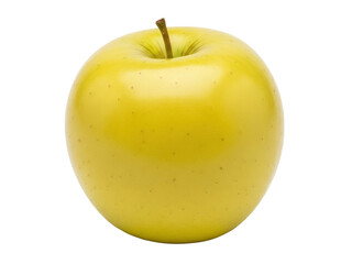 Isolated Yellow Delicious apple with stem, delicious fresh fruit for healthy eating snack