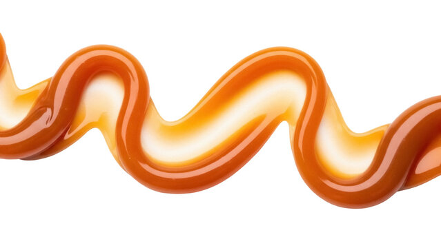 Isolated Caramel Sauce Streak Stream Drizzle Topping Candy Ribbon, Delicious Dessert Sweet Treat