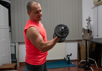 Man doing bicep curls with dumbbell