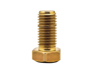Isolated brass bolt fastener hardware part, engineering, machine, equipment and tool supply