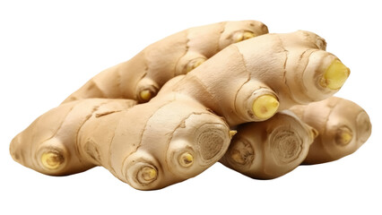 Isolated ginger root vegetable, a rhizome used as a food flavoring and spice in various cultures