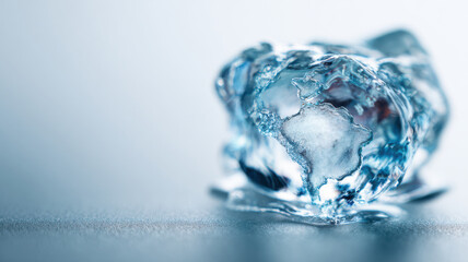 A melting ice cube shaped like the world, representing global warming and climate change
