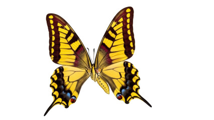 Isolated Eastern Tiger Swallowtail butterfly, Papilio glaucus, in dorsal view, open wings