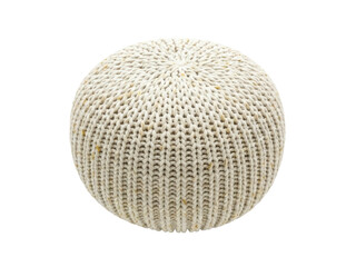Isolated round knit pouf ottoman interior design for a comfortable home decor trend
