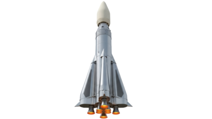 Isolated space rocket on a neutral backdrop ready for liftoff and space exploration plans