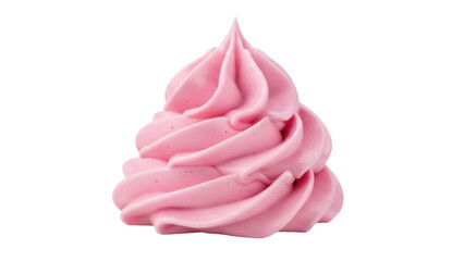 Isolated swirl of pink frosting, topping dessert sweet treat, cake decoration swirl, pink icing